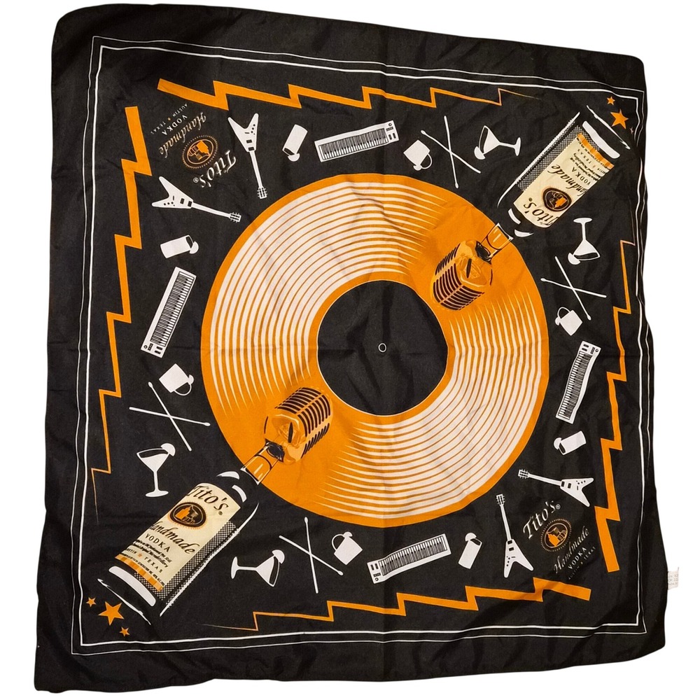 Tito's Handmade Vodka Bandana Black Orange Music Record Guitar Scarf 82582-X03
